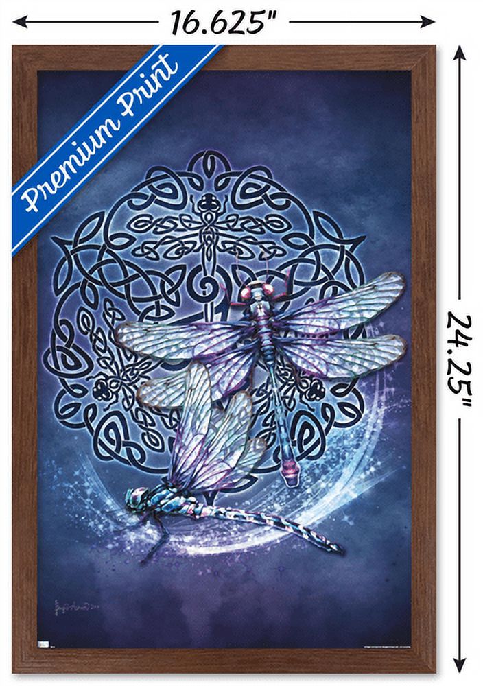 Brigid Ashwood - Celtic Dragonfly Wall Poster, 14.725" x 22.375", Framed