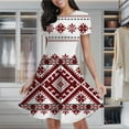 thumbnail image 2 of Bohemian Style Embroidery Women's Classic Swing Skater Dress Casual Work Party Cocktail Dresses, 2 of 6