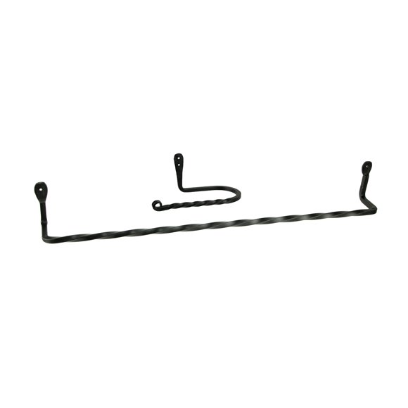 Hand Forged Wrought Iron Wall Mounted Towel Bar and Toilet Paper Holder Set