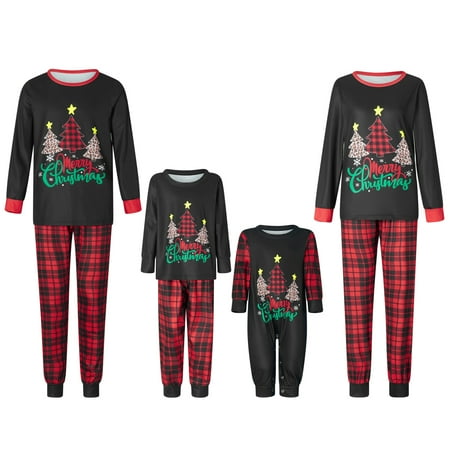 

Christmas Pajamas for Family Matching Family Christmas PJs Sets Blue Elk Tree Printed Top Sleepwear