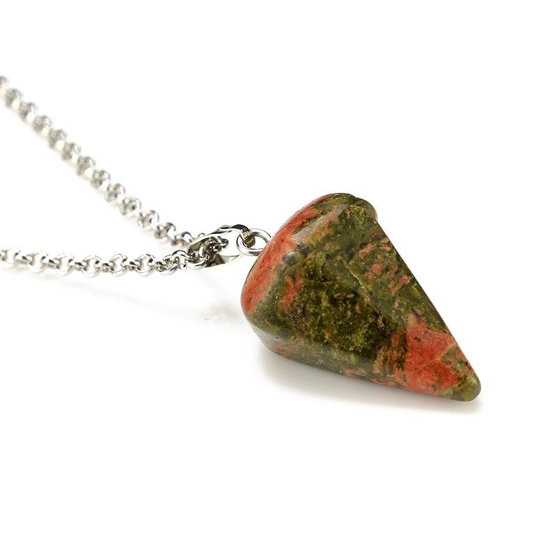 Natural Quartz Crystal Energy Healing Point Reiki Chakra Cut Gemstones Pendant Necklace with 17.7" Metal Chain - image 5 of 9