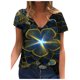 thumbnail image 1 of Moda Mujer Cuello en V Manga corta Impresión Jersey Blusas sueltas Tops Camiseta OAVQHLG3B Store lin121212, 1 of 4