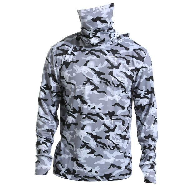Camisa con Capucha Y Protección Solar para Hombre, Cubierta Facial con Capucha, Manga Larga, Cómoda Camisa , Chaqueta para Pesca Al Aire Li XL