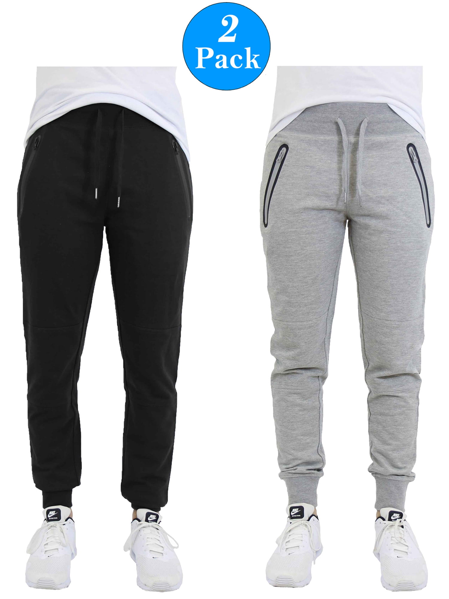 grey joggers with zip pockets