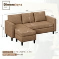 thumbnail image 3 of Carpet Convertible L Shaped Sleeper Sectional Sofa Couch 3 Seat Sofa with Reversible Chaise for Living Room Apartment and Small Space, Brown, 3 of 7