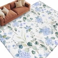 thumbnail image 3 of 8x10 Area Rugs, Blue Flower Non-Skid Rubber Backing Large Rectangle Rugs - Living Room Bedroom Home Office, Sage Green Eucalyptus Leaf Farmhouse Country Indoor Floor Mat Carpets Washable Rug, 3 of 9
