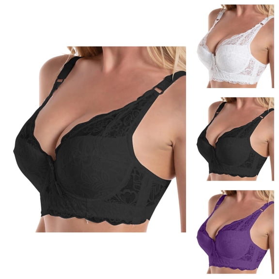 Lace Bras for Women Underwire Side Support Push Up Bralettes Racerback Cute Everyday Bra
