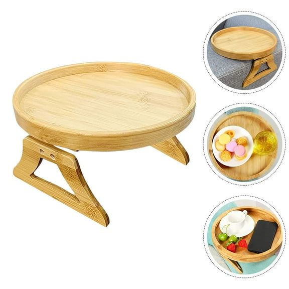 GOOHOCHY  2 Pieces Wooden Folding Tray Arm Rest for Sofa Foldable Table