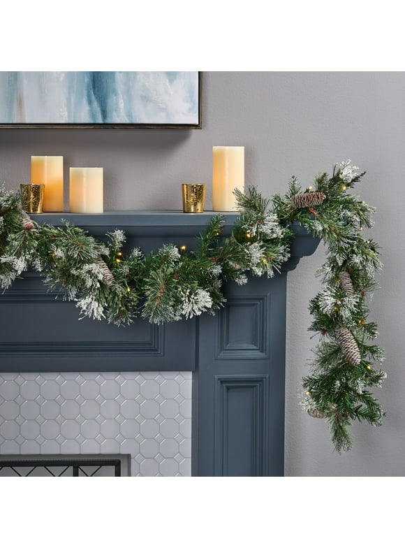 Flocked Christmas Garlands in Christmas Garlands