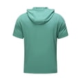 thumbnail image 6 of Hooded T Shirts for Men Summer Solid Casual Crew Neck Short Sleeve Mens T-Shirts Sports Top, 6 of 9