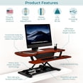 thumbnail image 6 of VersaDesk® 36"x24" PowerPro® Electric Height Adjustable Standing Desk Converter for Dual Monitors & Laptop Workstations, Cherry, w/ USB Charging Port, 6 of 7