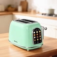 thumbnail image 6 of Mecity Smart Touch Screen Toaster 2 Slice, Retro Wide Slot Stainless Steel Toaster with 6 Browning Levels, Reheat & Defrost, for Bagel, Toast, Bread, Removable Crumb Tray, Green, 6 of 9