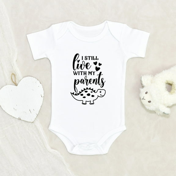 Newbabywishes - Living With My Parents Dinosaurs Baby Clothes for Boys and Girls - Pun Baby Clothing