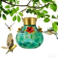 thumbnail image 4 of HCBY Solar Lighted Hummingbird Feeder, Crackle Glass Design, Flower Ports, Outdoor Hanging Bird Feeder for Garden & Patio, 4 of 7