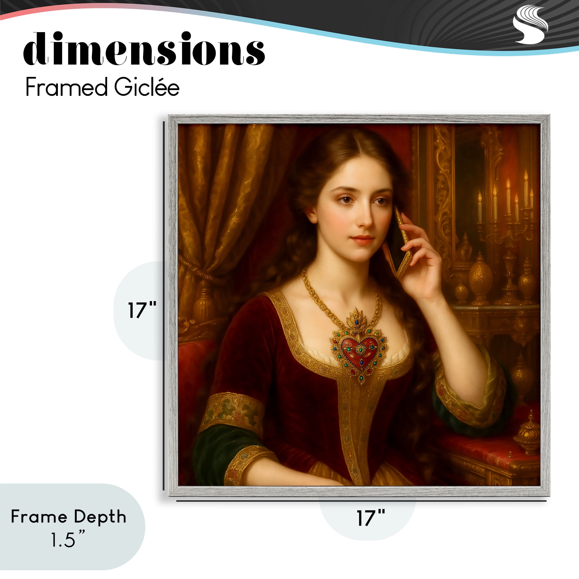 Stupell Industries Rococo Woman with Cell Phone Gray Framed Giclee Art, design by Grotto Studios
