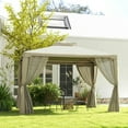 thumbnail image 2 of Barara King Gazebo, Outdoor Canopy Shelter,9.6' x 11.6' Patio Gazebo Outdoor Canopy Shelter with 2-Tier Roof and Netting, Cream White, 2 of 13