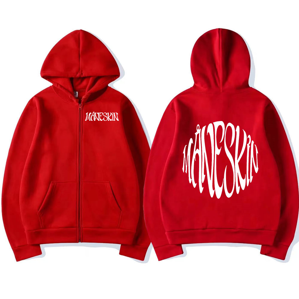 CE01 Italian Rock Band Maneskin Logo Zipper Hoodie Men's