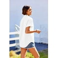 thumbnail image 6 of Zeagoo Women's Linen Blouse Short Sleeve Button Down Shirts 100% Cotton Collared Summer Short Sleeve Blouses Tops, 6 of 8