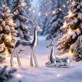 thumbnail image 6 of Liamobondopolis Matte Silver Reindeer Figurine Set of 2 Minimalist Deer Statues for Christmas Mantel and Home Decor, 6 of 9