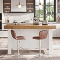 thumbnail image 4 of Fnova 55" 3-Tier Kitchen Island with Storage Shelf, Farmhouse Wooden Stationary Island Table with Large Worktop for Kitchen, Oak & White, 4 of 11