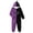A1 Purple, variant on Halloween One Piece Onesie Women Adult Color Block Jack O Lantern Pajamas Plush Zip Up Hooded Sleepwear for Trick or Treat Holiday Fun Orange XXL
