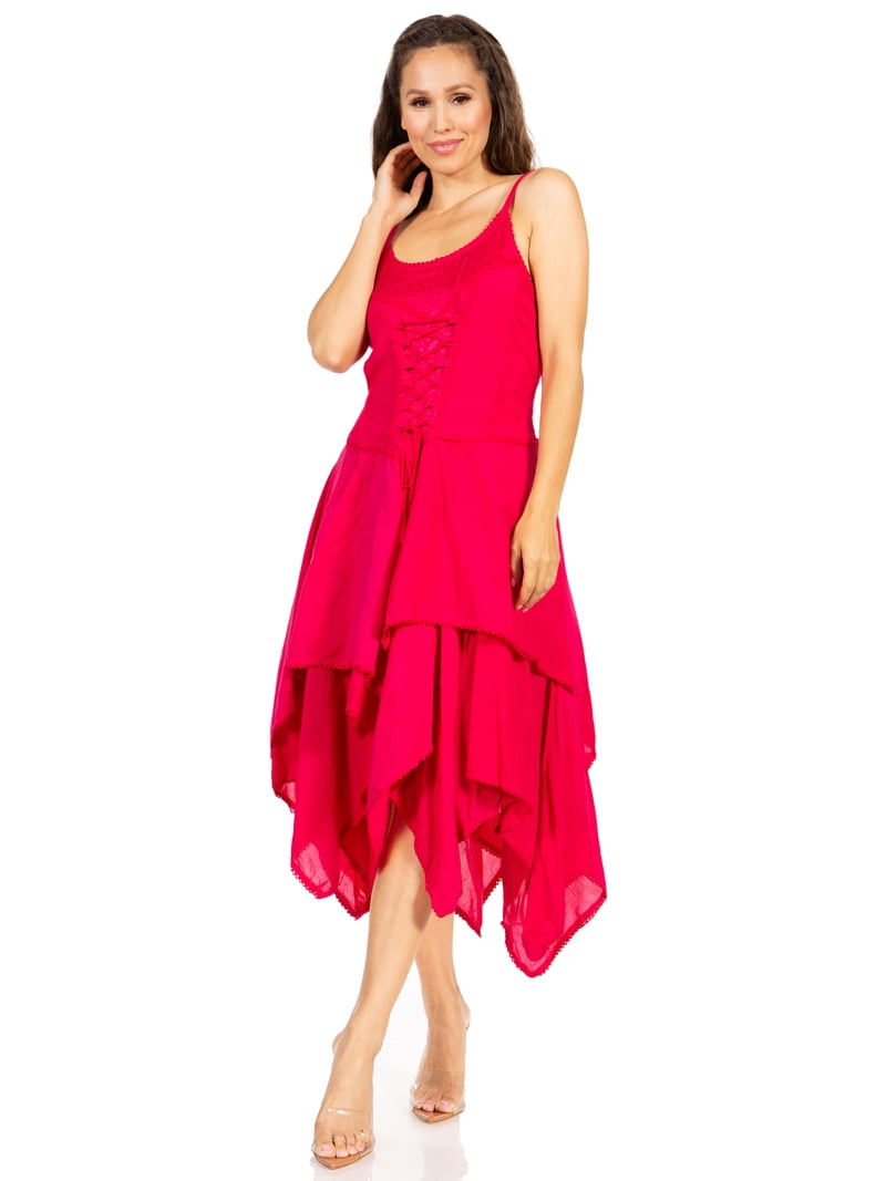 corset handkerchief dress Darker Wavs Handkerchief Dress With Vegan Leather Bodice