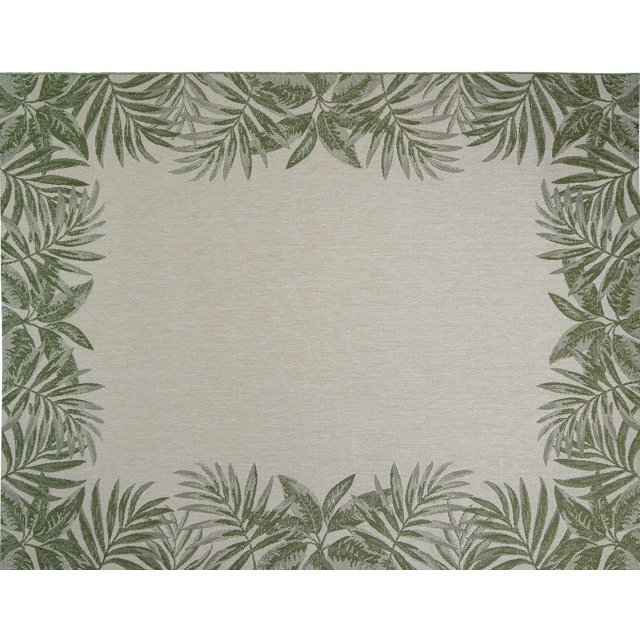 Gertmenian 21559 Tapis d'Extérieur Collection Freedom Intérieur Extérieur Bordé Moderne Entretien Intelligent Patio Porche Terrasse Tapis de Zone 5x7 Standard, Bordure Palmier Vert
