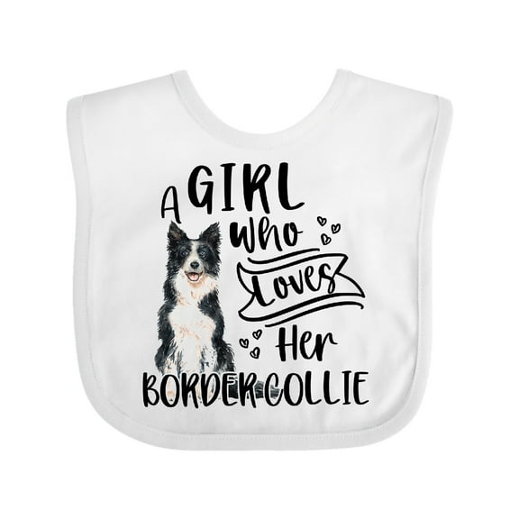 Inktastic A Girl Who Loves Her Border Collie Boys or Girls Baby Bib