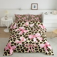 thumbnail image 3 of Manfei Watercolor Bowknot Teens Bedding Comforter Set, Fashion Leopard Cheetah Print Twin Comforter Sets, Buffalo Ribbon Reversible Bedding Set, Lightweight Room Decor, 2-Piece, 3 of 9