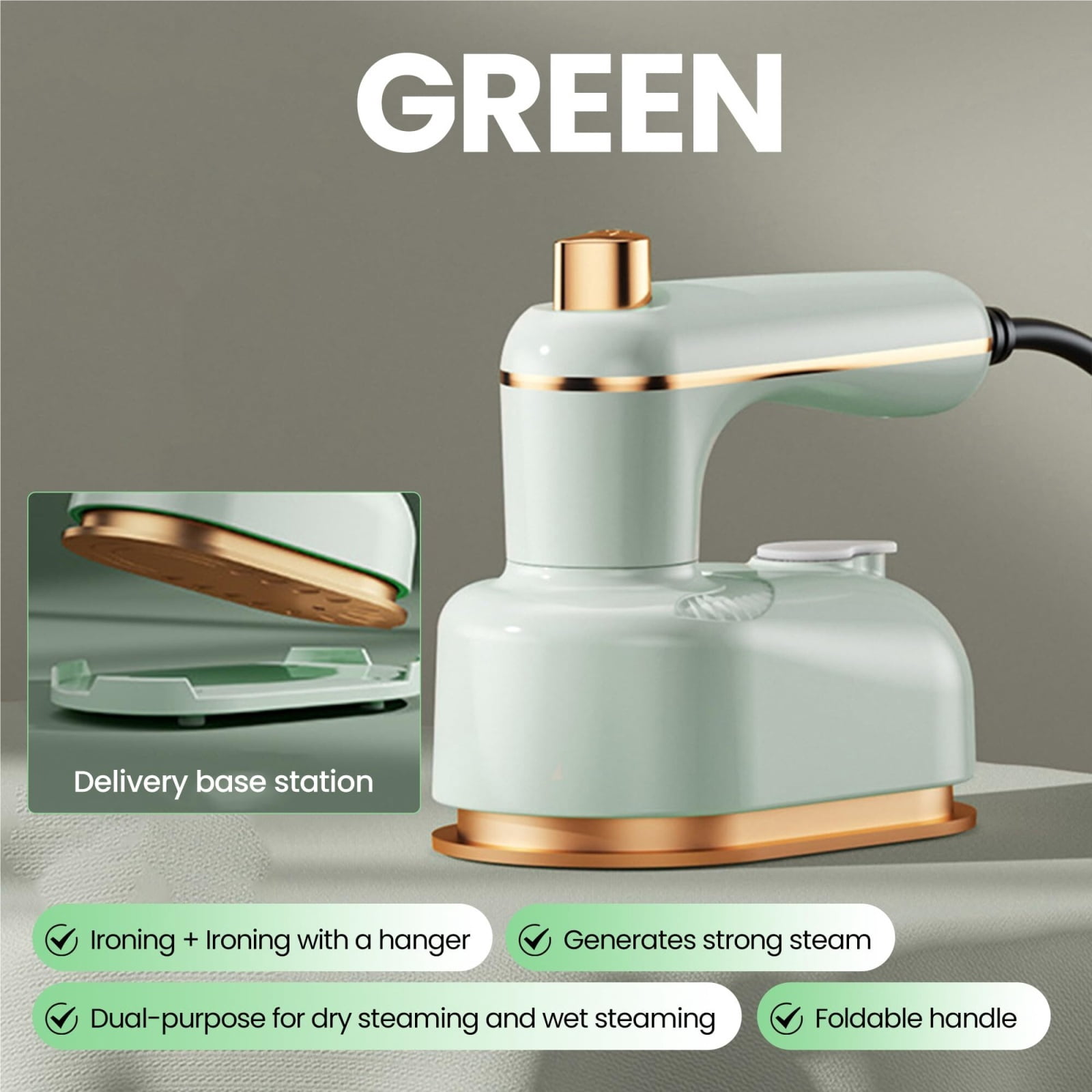 Steam Iron for Clothes, Fast Heat, Travel-Friendly, Lightweight Design, Steam & Dry Ironing