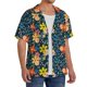 thumbnail image 2 of Balery Blue Floral Camisa Casual de Manga Corta con Botones para Hombre, Texturizada, Estilo Cubano, para Playa, Verano-4X-Large, 2 of 5