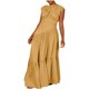 thumbnail image 2 of Sexy Vestido para las Mujeres, Color Sólido sin Mangas Cuello Redondo Plegado Cintura Retracta Tobillo Longitud Maxi Vestido, 2 of 9