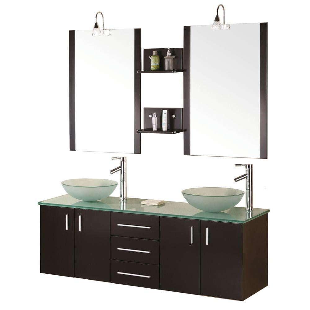 Design Element Portland 61 Double Sink Wall Mount Bathroom Vanity Set In Espresso Walmart Com Walmart Com