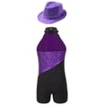 thumbnail image 2 of TiaoBug Kids Girls Sequin Jazz Dance Outfit Sleeveless Short Biketard Gymnastics Leotard with Sequin Hat Purple 12, 2 of 7
