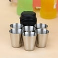thumbnail image 2 of 6Pcs 30ml Stainless Steel Cups Wine Beer Whiskey Mugs Outdoor Travel Cups Set with Leather Case Portable Mug Sets, 2 of 6