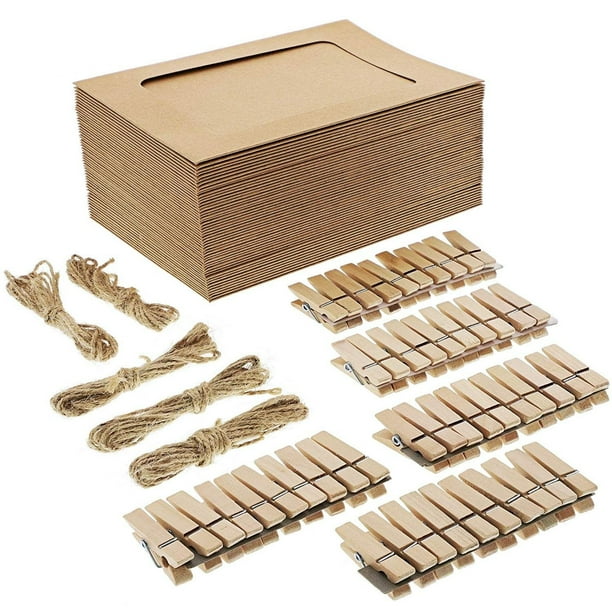 Cardboard Paper Picture Frame Diy Hanging Kit (50 Pack) 4X6 Inch, Kraft