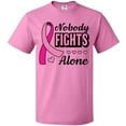 thumbnail image 3 of Inktastic Breast Cancer Awareness Nobody Fights Alone Pink Ribbon T-Shirt, 3 of 5