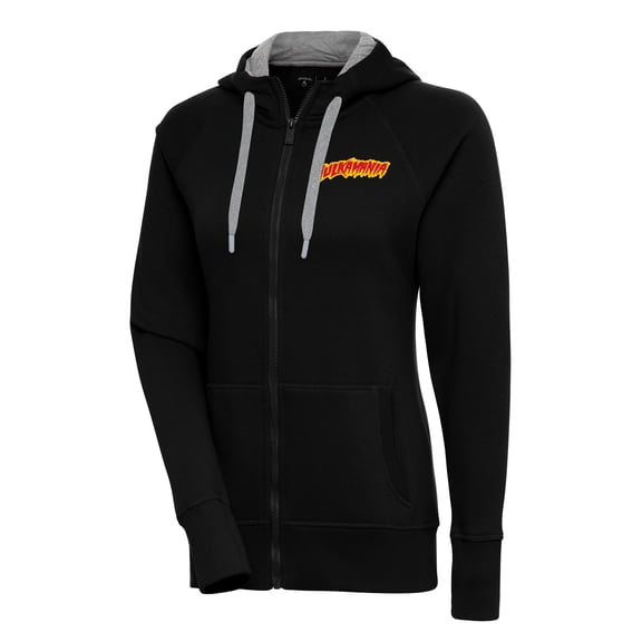 Women's Antigua Black Hulk Hogan Victory Raglan Full-Zip Hoodie