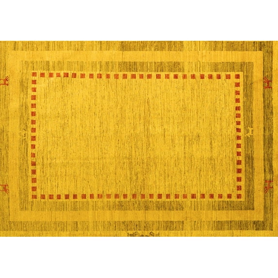 Ahgly Company Indoor Rectangle Abstract Yellow Modern Area Rugs, 8' x 12'