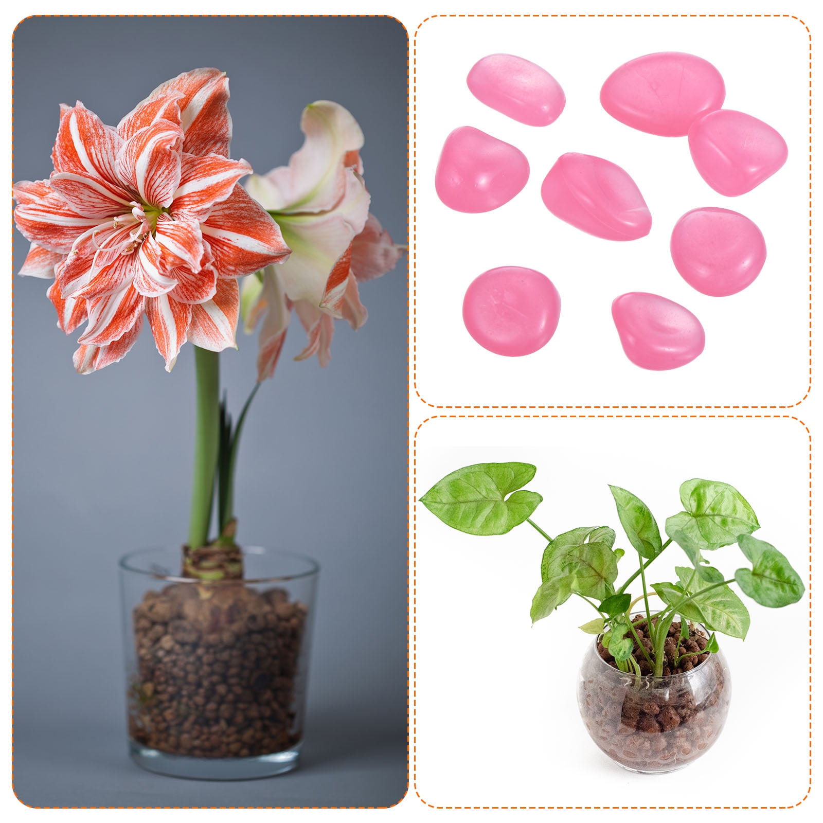 Unique Bargains Glow Rocks Luminous Stones Decor for Potted Plant and Fish Tank Pink