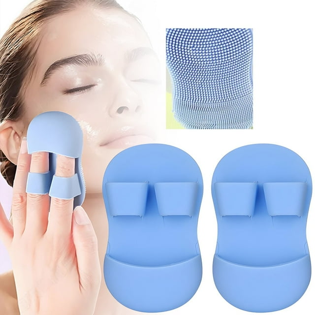 Silicone Face Scrubber Face Cleanser And Massager Brush Silicone Face Scrubber Exfoliating Brush Finger Face Scrubber Manual Face Scrubber For Exfoliating Deep Cleaning,Blue Makeup Brush