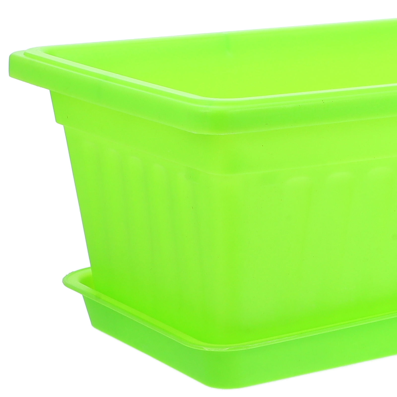 BESTYASH 2Sets Green Plastic Flower Planters with Saucer Durable Breathable Pots for Indoor Gardening