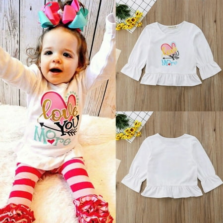 

US Fashion Kid Baby Girl Cotton Mini Dress Tops Shirt Long Sleeve T-shirt Clothe