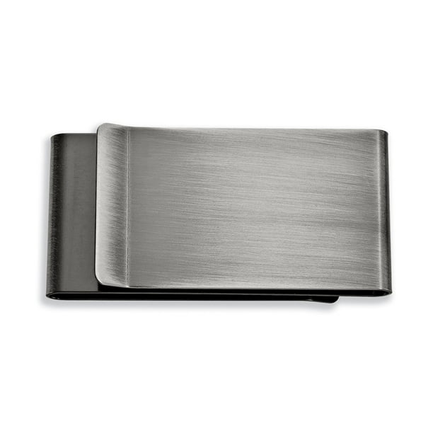 Solid Gun Metal Finish Double-Sided Slim Business Credit Card Holder Money  Clip 3.5