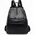 thumbnail image 3 of 2025 New Trendy Korean Style Fashion PU Backpack for Women, Casual Schoolbag, Large Capacity Backpack (Black L), 3 of 5