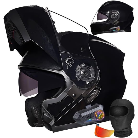 Bluetooth Modular Motorcycle Helmet DOT Approved for Adults with Dual Visor, Built-in Speaker & Microphone for Men and Women