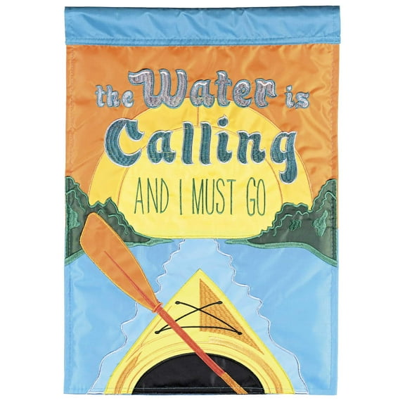 Dicksons Magnolia Garden The Water Is Calling And I Must Go Kayak Blue 18 x 13 Polyester Outdoor Garden Flag