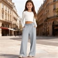 thumbnail image 2 of Vividxx Pants For Girls Casual Pants Long Trousers For Kids Soft Elastic Waist Everyday Wear School Play Outdoor Children Bottom Streetwear Trousers 7-8 Years, 2 of 7