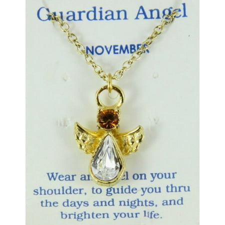 November Birthstone Angel Necklace Pendant Guardian Secret Appreciati...