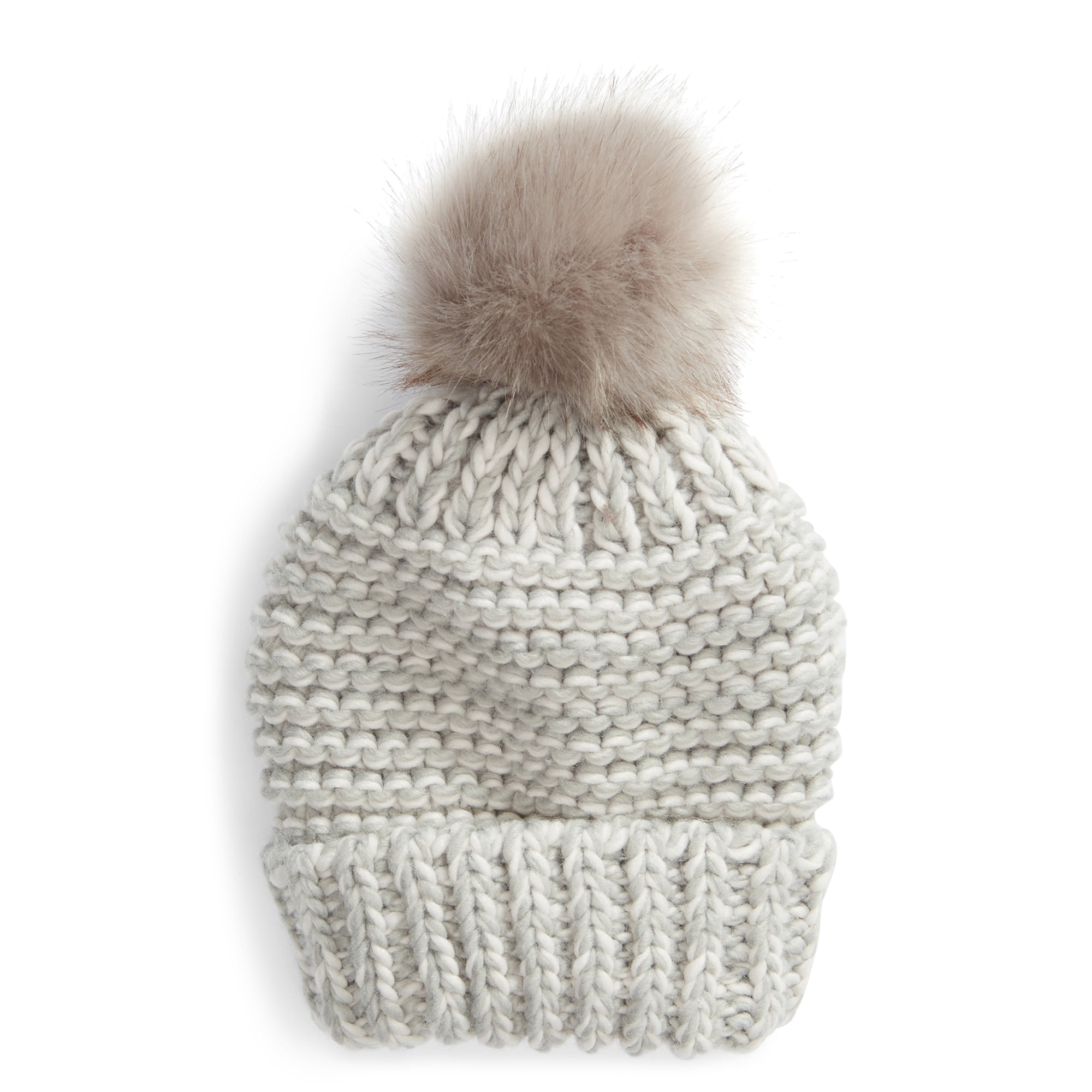 Womens Skyline Pom Beanie Hat, Grey 